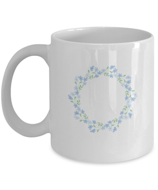 Wreath Blue Smooth Coffee Mugs - Funny White coffee mugs 11 oz
