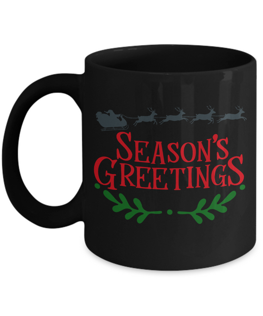 Knightmare before christmas mug - Season's Greetings - Funny Christmas Gifts Mugs, Christmas Gifts for family Ceramic Cup Black, Funny Mugs Gift Ideas 11 Oz