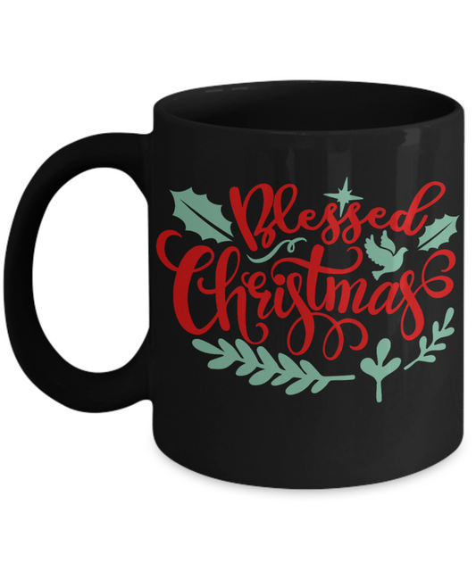 Nightnare before christmas mug - Blessed Christmas - Funny Christmas Gifts Mugs, Christmas Gifts for family Ceramic Cup Black, Funny Mugs Gift Ideas 11 Oz