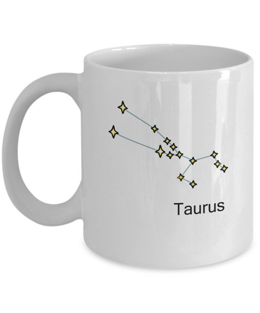 Taurus Zodiac Name Constellation Coffee Mug White Unique Gift Ideas White Coffee mugs
