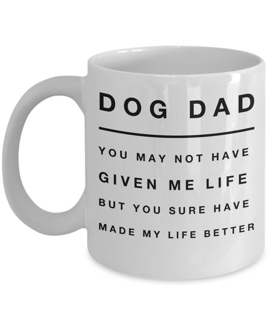 Dog dad, You have made my life better - Funny Black Porcelain Coffee Mug Cute Ceramic Cup 11 oz