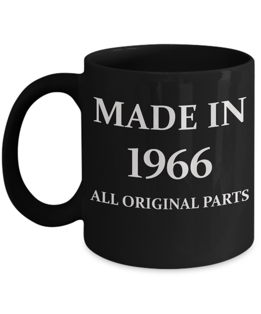 1966 birthday gifts for men cd & women, 52nd Birthday Gifts - Made in 1966 All Original Parts - Black Porcelain Coffee Cup,Premium 11 oz Funny Mugs Black coffee cup Gifts Ideas