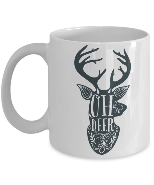 Knightmare before christmas mug - Oh Deer - Funny Christmas Gift Mugs, Christmas Gifts for family Ceramic Cup White, Funny Mugs Gift Ideas 11 Oz