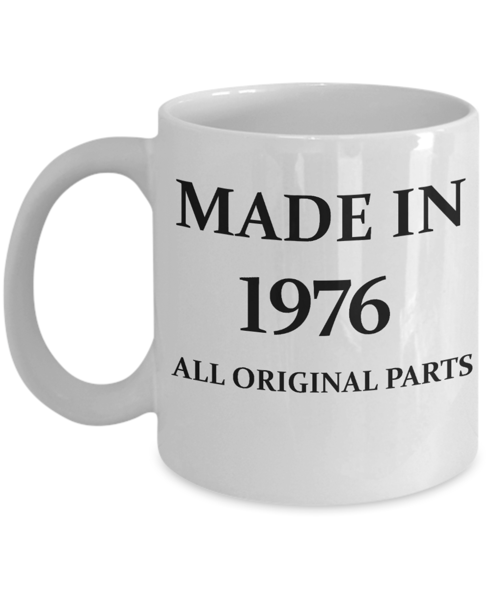 1976 birthday gifts for men cd & women, 42nd Birthday Gifts - Made in 1976 All Original Parts - White Porcelain Coffee Cup,Premium 11 oz Funny Mugs White coffee cup Gifts Ideas