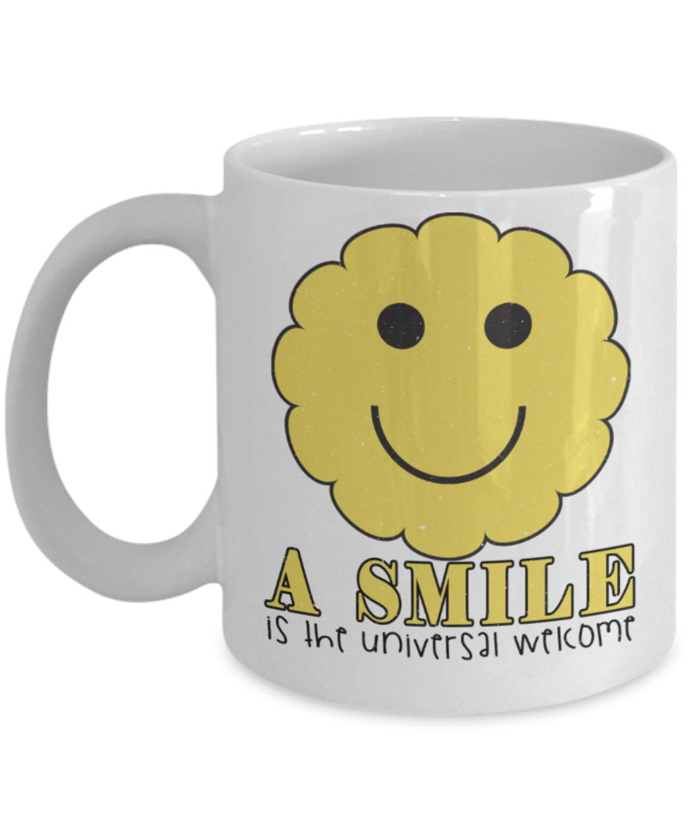 Smile Lovers Mugs, A smile is the universal truth - Funny White Porcelain Coffee 11 oz