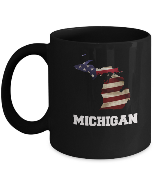 I Love Michigan  Coffee mug sets - 11 OZ Black coffee mugs  State Love Funny Gift Idea Cup