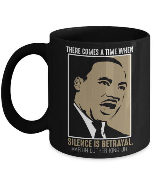 Martin luther king mugshot Speech, There comes a Time when Science is Betrayal - Funny Black Porcelain Coffee Mug Cute Ceramic Cup 11 oz