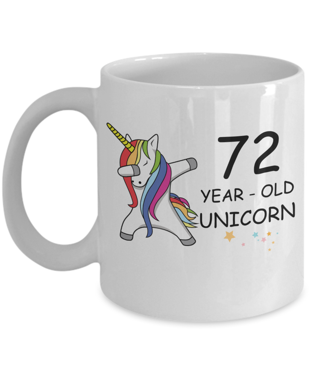 72nd Birthday Gift for Women - 72 Year Old Unicorn Dabbing Mug - Funny White Porcelain Coffee 11 oz for Grandma, Mom, Sister, Best Friend, Women, Her - Legends are Born In 1948