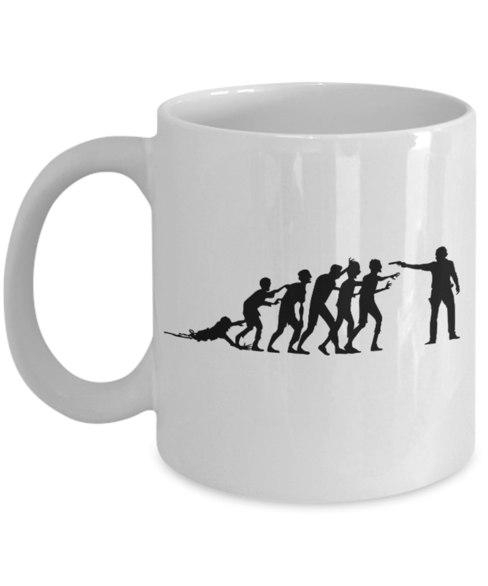 Plants vs zombies gift box mugs , Evolution - White Coffee Mug Porcelain Tea Cup 11 oz - Great Gift