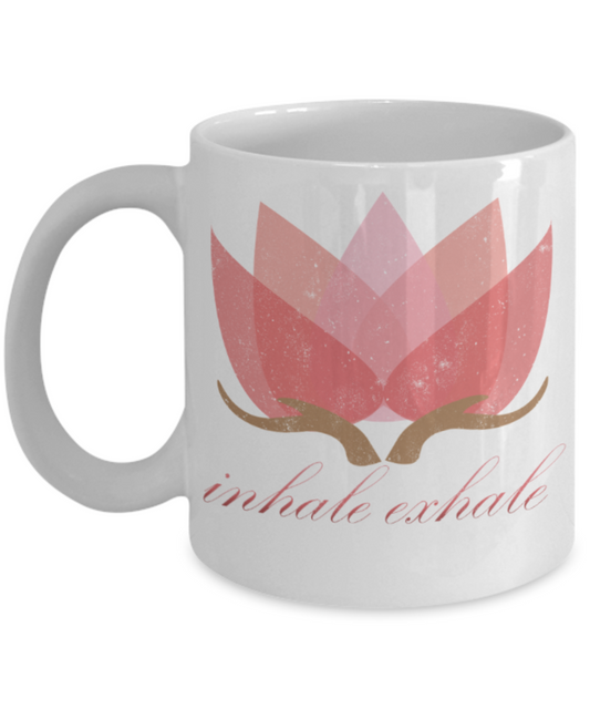 Inhale exhale - Funny White Porcelain Coffee 11 oz