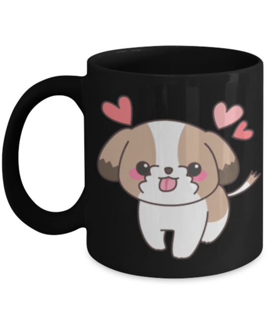 Shih Tzu Coffee Mug, Funny Porcelain Black Coffee Mug Cute Cool Ceramic Cup & Birthday Gag Gifts 11 oz