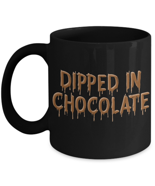 Chocolate Lover Coffee Mug, Dipped In Chocolate-Black Porcelain Coffee Mug 11 oz For Chocolate Lover, Kids,Teens,Women,men