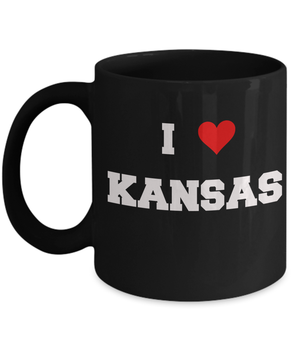 Kansas Tea Coffee Mugs,I Love Kansas USA States Ceramic Black Coffee Mug Tea Cup Gifts Mugs 11 oz Funny Mugs