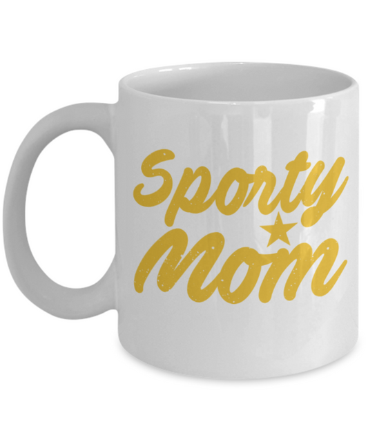 Sports lovers mugs, Sporty Mom - Funny White Porcelain Coffee 11 oz