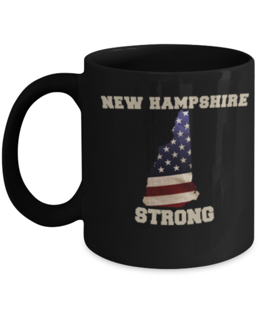 New Hampshire State coffee Black mug - Porcelain Black Black coffee mugs 11 oz
