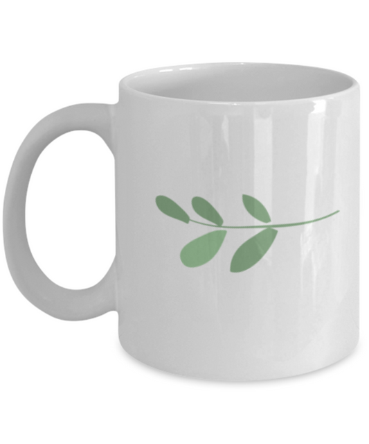 Sprig Smooth 6 Coffee Mugs - Funny Coffee Mugs - Porcelain white, White coffee mugs 11 oz