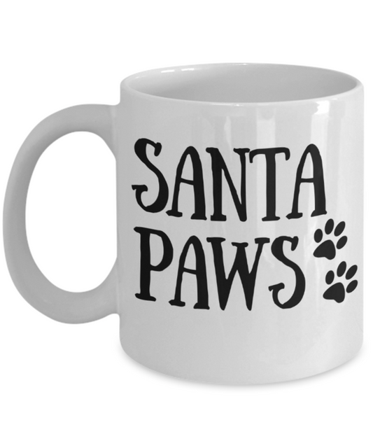 Gifts for ChristmaS, santa Paws - Funny White Porcelain Coffee Mug Cute Ceramic Cup 11 oz