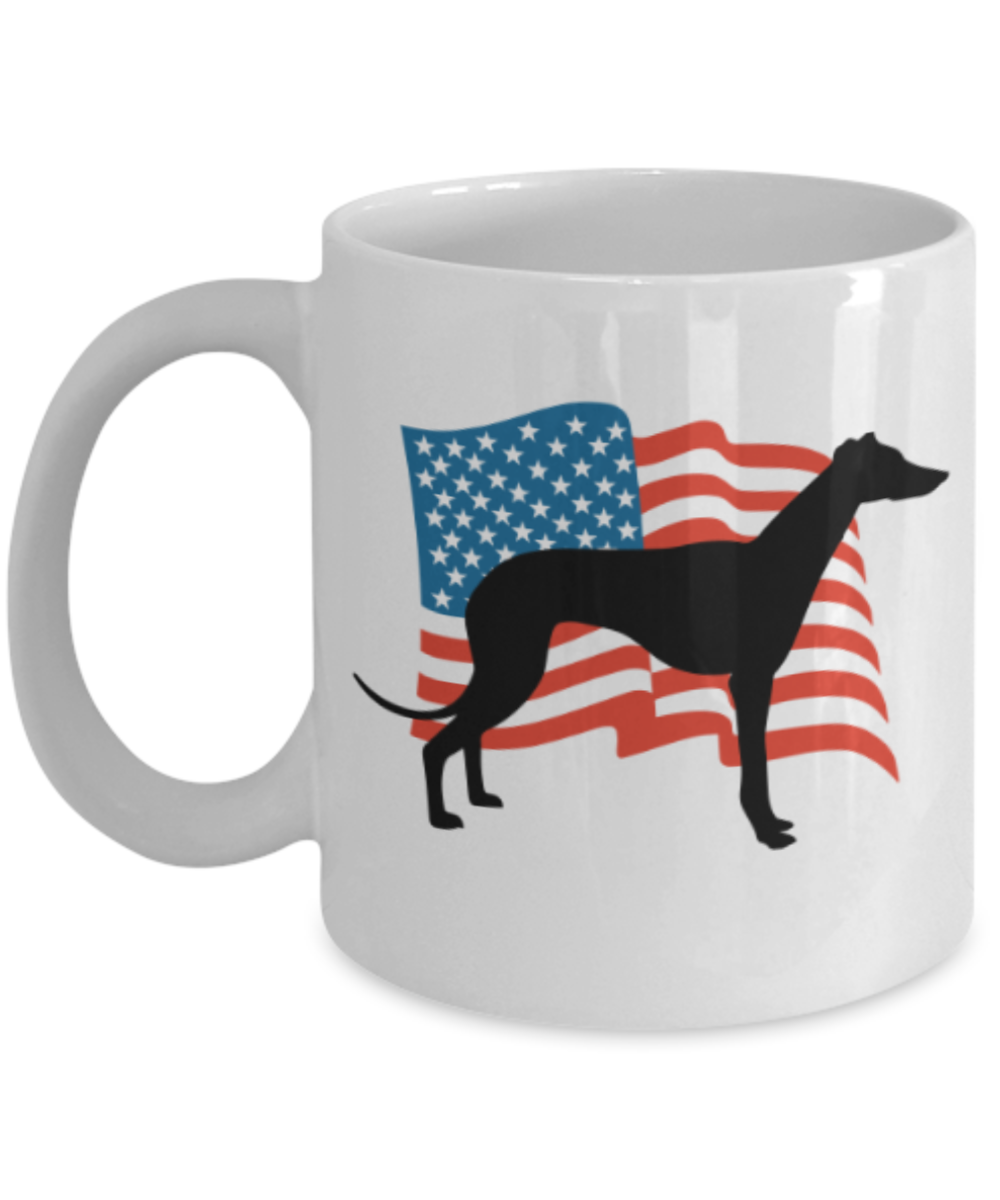 Gift gor dog lovers , USA Greyhound - White Coffee Mug Porcelain Tea Cup 11 oz - Great Gift