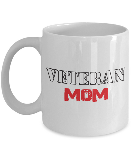 Veteran Mom - Funny White Porcelain Coffee Mug Cute Ceramic Cup 11 oz