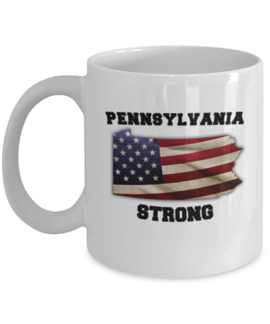 USA State Strong Pennsylvania coffee mug - Porcelain White coffee mugs 11 oz