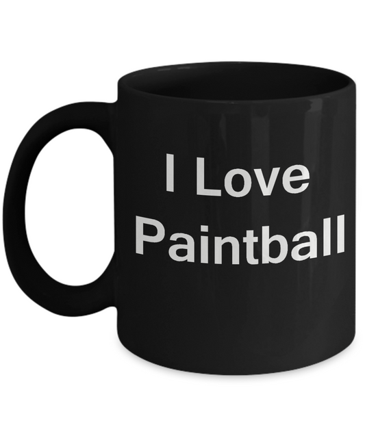 I Love Paintball coffee black mug - Porcelain Black Funny Black coffee mugs 11 oz