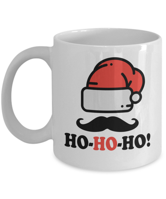 Christmas gift ideas, Ho Ho Ho - Funny White Porcelain Coffee Mug Cute Ceramic Cup 11 oz