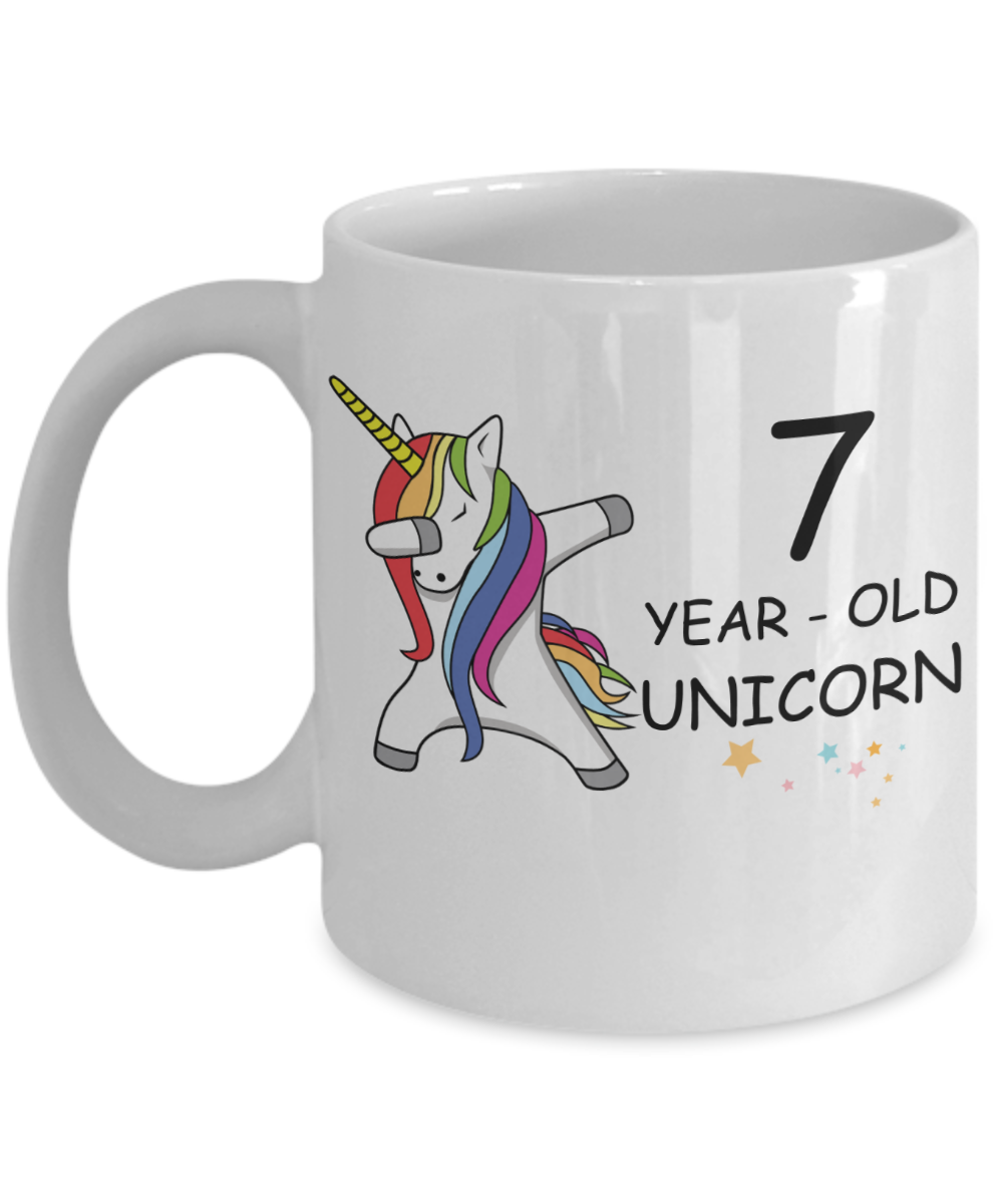 Unicorn Birthday gift 7th Birthday Gift for Women - 7 Year Old Unicorn Dabbing Mug - Funny White Porcelain Coffee 11 oz, 7th Anniversary Bday Gift for   Grandma, Mom, Sister, Bestie - Legends are Born In 2013