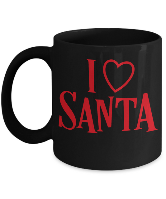 Knightmare before christmas mug - I Love Santa - Funny Christmas Gifts Mugs, Christmas Gifts for family Ceramic Cup Black, Funny Mugs Gift Ideas 11 Oz