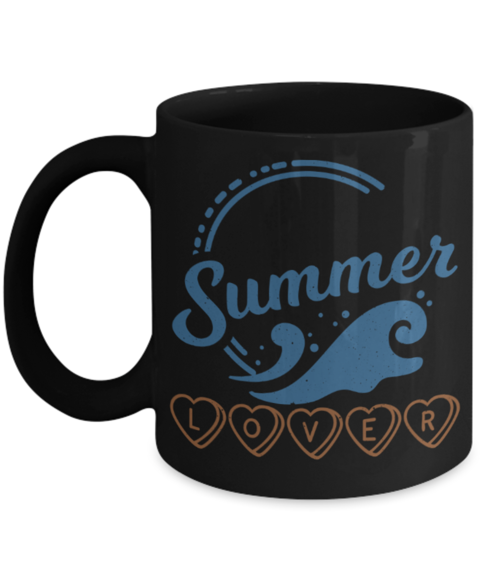 Summer Lovers Mugs, Summer Lover - Funny Black Porcelain Coffee 11 oz