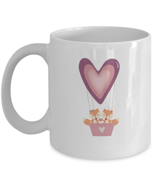 Fox Heart Basket white mugs - Funny Christmas Gifts - White coffee mugs 11 oz