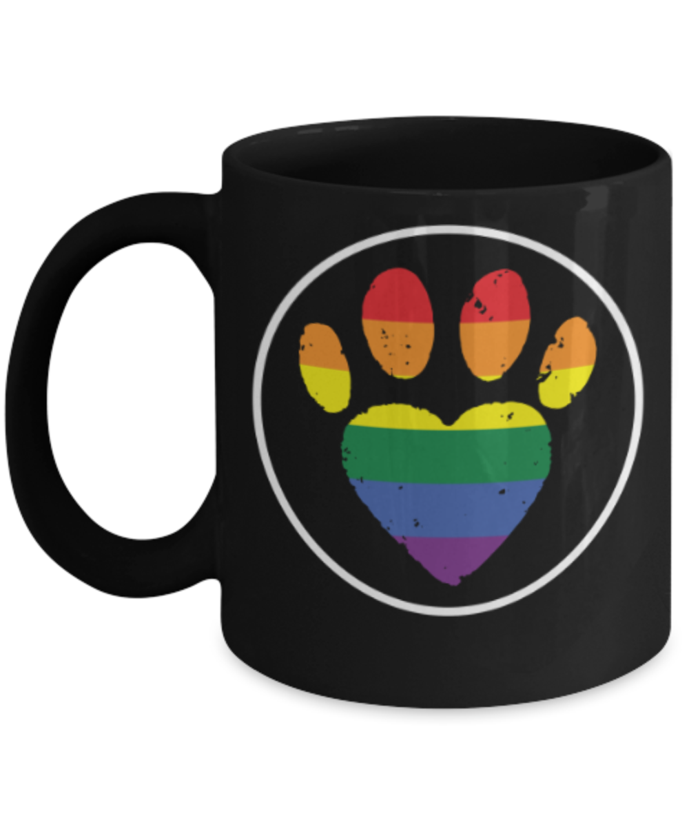 Gift gor cat lovers , Paw - Black Coffee Mug Porcelain Tea Cup 11 oz - Great Gift