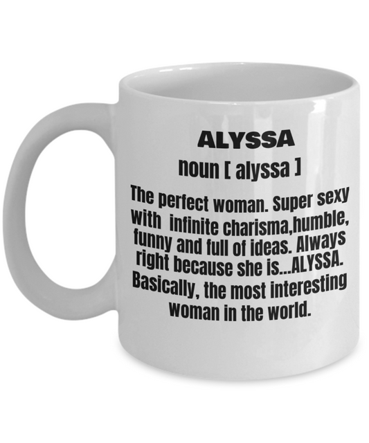 Funny Mug-Adult Definition - First Name Alyssa Women Funny White coffee mugs 11 oz