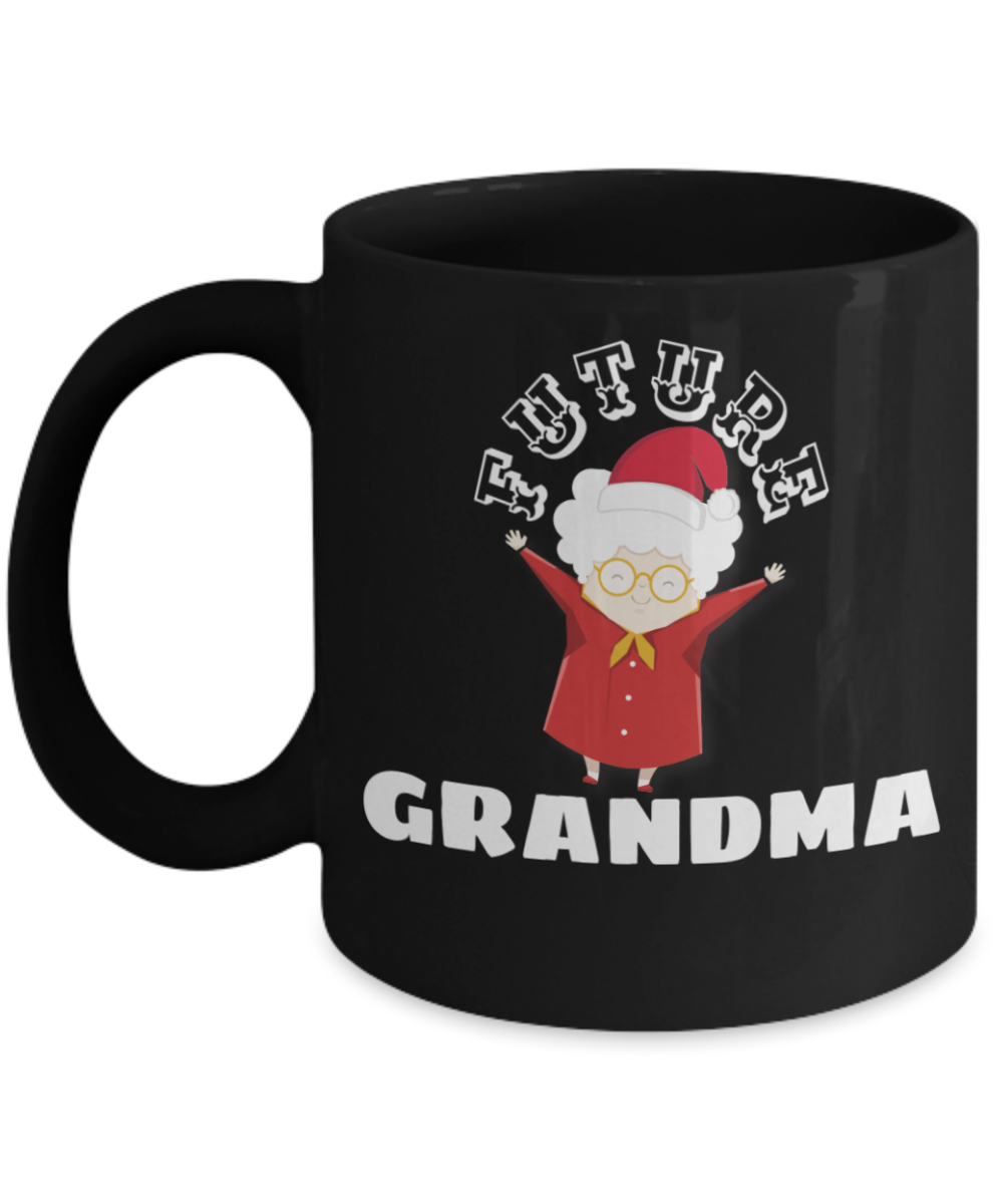 Future Grandma Coffee Mug - Black Porcelain Coffee Cup,Premium 11 oz Black coffee cup