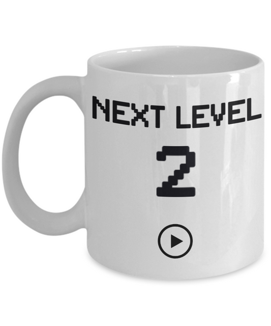 2nd Birthday Gift Coffee Mug For Kids, Next Level 2, Gamer Coffee Mug, Birthday Mug- White Porcelain Coffee Mug 11 Oz Funny Quotes Coffee Mug