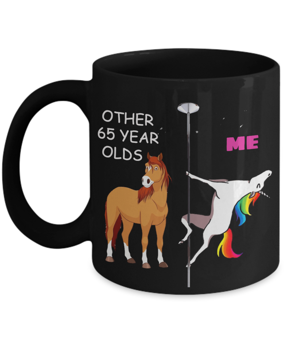 Unicorn Birthday gift 65th Birthday Gift for Women - Other 65 Year Olds Me Unicorn Coffee Mug - Black Porcelain Coffee 11 oz for Grandma, Mom, Sister, Best Friend, Women, Her - Born In 1955