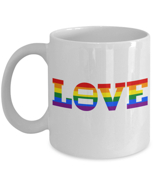 Love - Black Coffee Mug Porcelain Tea Cup 11 oz - Great Gift