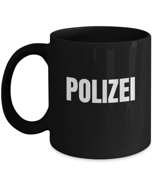 Funny Coffee Mug For Men - Polizei - Porcelain White Funny Coffee Mug, Best Office Tea Mug & Coffee Cup Gifts 11 OZ