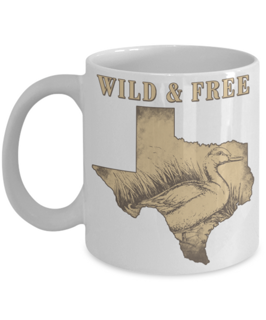 Wild & Free - Black Coffee Mug Porcelain Tea Cup 11 oz - Great Gift