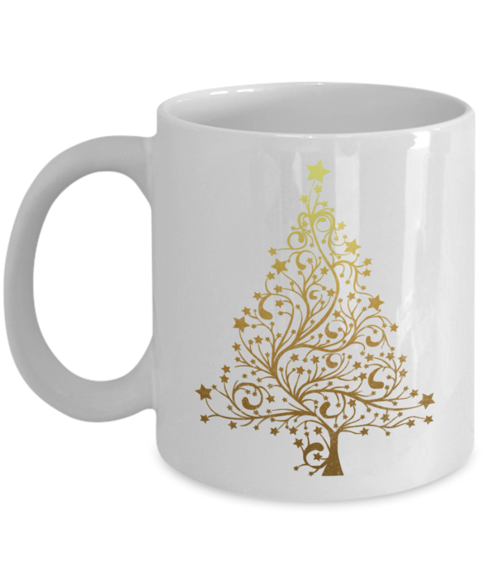 Christmas gift ideas, Christmas Tree - Funny White Porcelain Coffee Mug Cute Ceramic Cup 11 oz