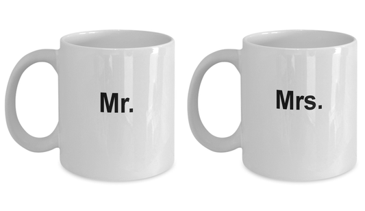 Mug set - Mr and Mrs Mug set - Funny White Porcelain Husband Coffee Mug set 11 oz