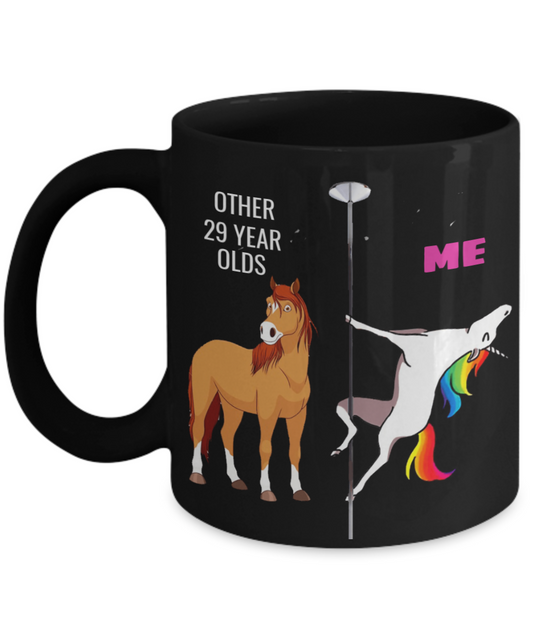 Unicorn Birthday gift 29th Birthday Gift for Women - Other 29 Year Olds Me Unicorn Coffee Mug - Black Porcelain Coffee 11 oz for Grandma, Mom, Sister, Best Friend, Women, Her - Born In 1991