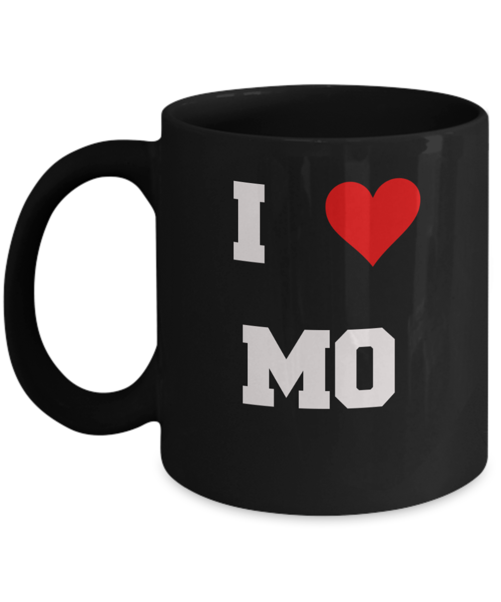 Missouri Mug, I Love Missouri MO Abbreviation USA States Ceramic Black Coffee Mug Tea Cup Gifts Mugs   11 oz Funny Mugs
