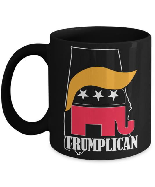 Trumplican - Black Coffee Mug Porcelain Tea Cup 11 oz - Great Gift