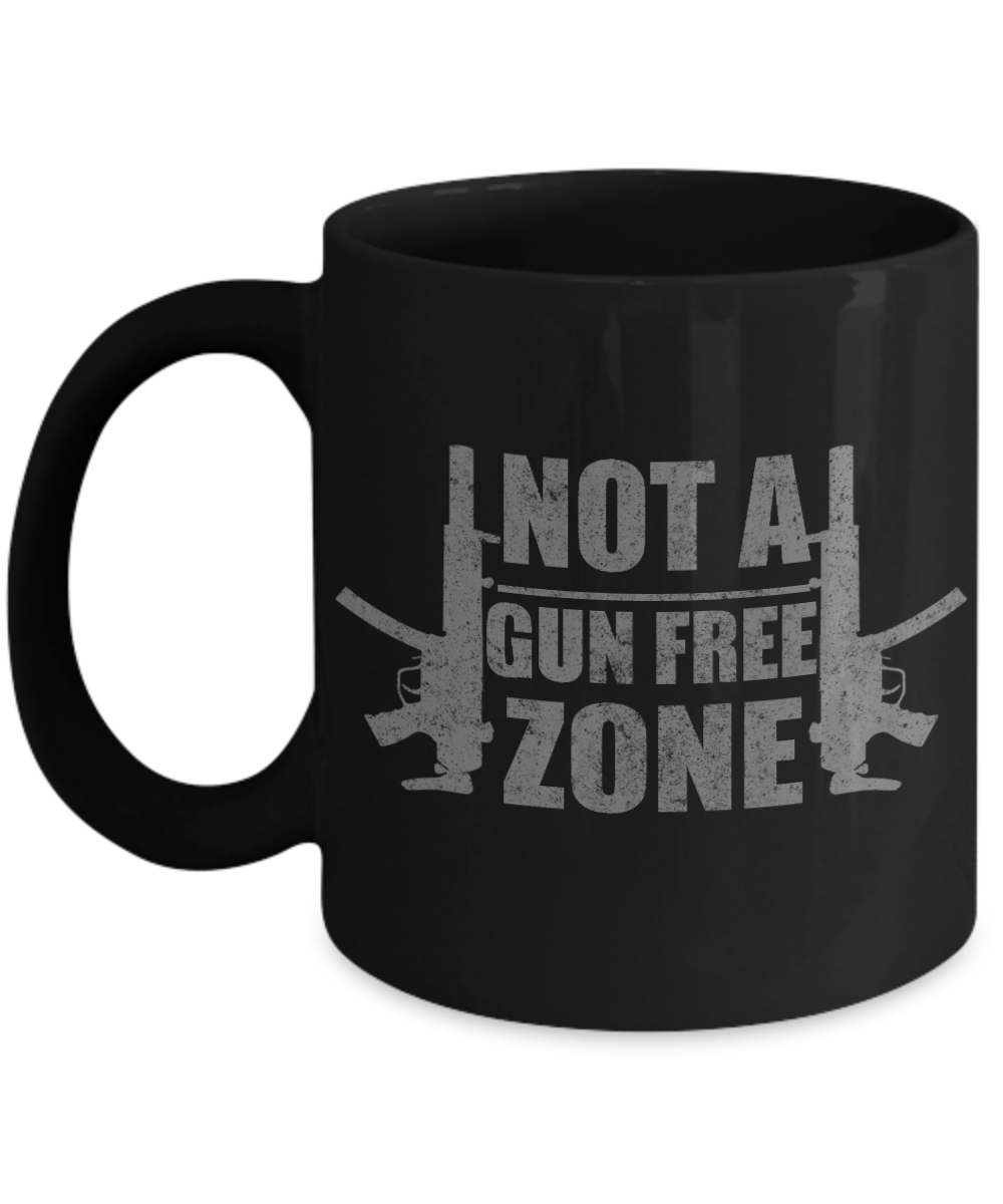 2nd Amendment Coffee Mug, Not A Gun Free Zone-Black Porcelain Coffee Mug 11 oz for Husband, Dad, Boyfriend,Grandpa