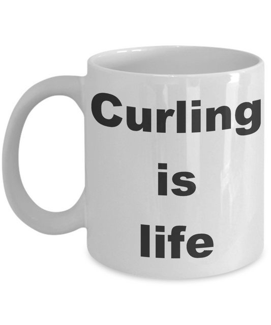 Curling Stone Coffee mug, Curling is life-White Coffee Mug 11 oz