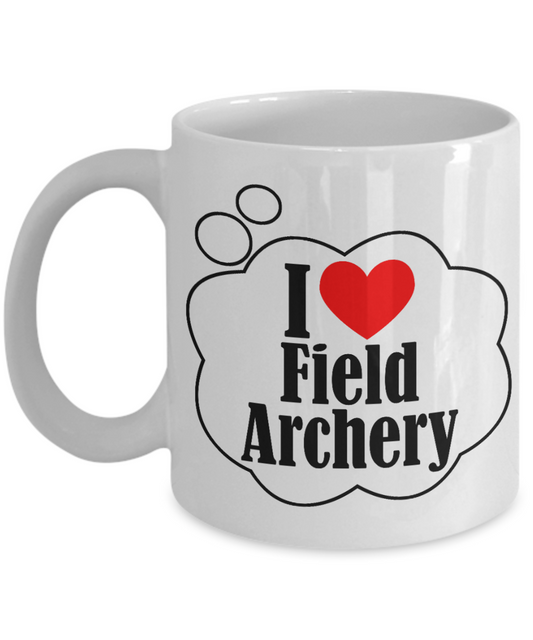 Best Archer Archery Gift Coffee mug, I Love Field Archery-White Porcelain Coffee Mug 11 oz