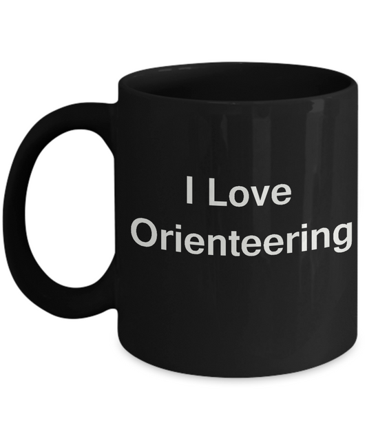 I Love Orienteering coffee black mug - Porcelain Black coffee mugs 11 oz