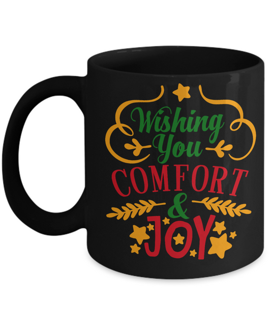 Knightmare before christmas mug - Wishing You Comfort & Joy - Funny Christmas Gifts Mugs, Christmas Gifts for family Ceramic Cup Black, Funny Mugs Gift Ideas 11 Oz