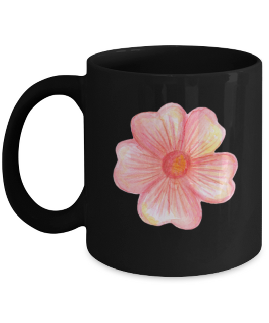 Flowers and Leaves 6 Black Mugs - Funny Christmas Kids Gifts Black coffee mugs 11 oz
