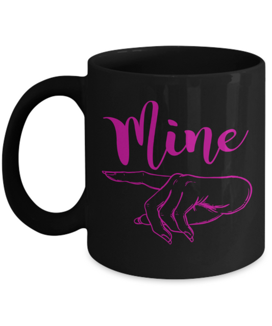 Aneversery gift - Mine - Funny Black Porcelain Coffee Mug Cute Ceramic Cup 11 oz
